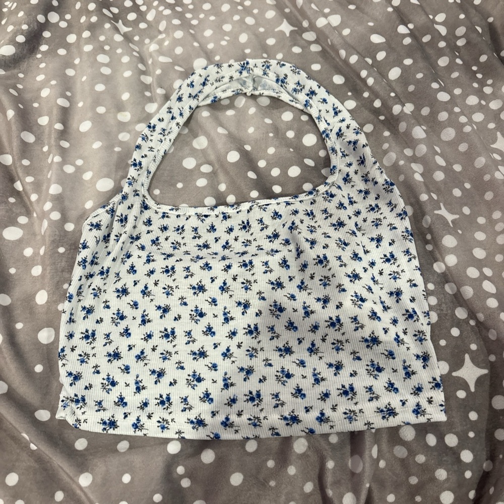 Floral Blue and White Women's Halter Crop Top